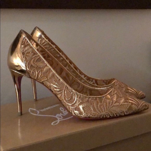 Christian Louboutin Follies Lace 85 Rete- Gold - Picture 5 of 8